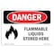 Signmission OSHA Danger Sign, 5" Height, 7" Width, Flammable Liquids Stored Here, Landscape, DS-D-57-L-1240 OS-DS-D-57-L-1240 - alternate 1